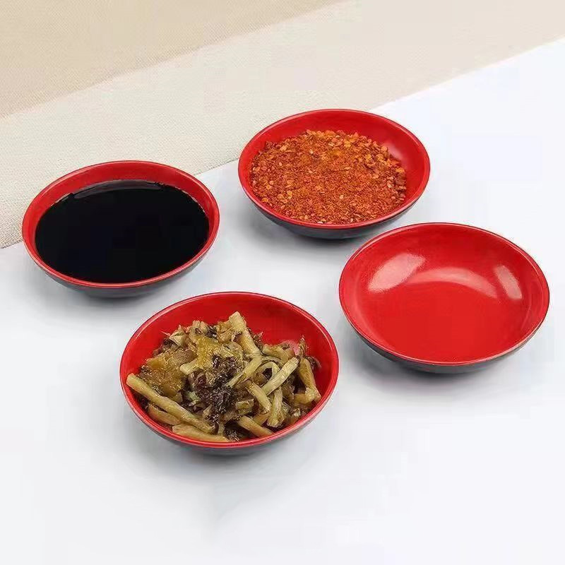 Sauce Dipping Cup - 3 шт. красно-черных круглых меламиновых мисок